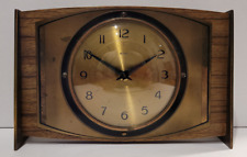 Vintage Mid-Century c1950’s British “Metamec” Brass & Oak Desk/Mantel Clock picture