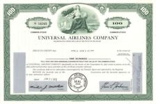 Universal Airlines Co. - dated 1970's Aviation Stock Certificate - Shows M. Lama picture