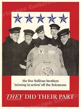 The Five Sullivan Brothers - Tragic WW2 Vintage Poster - 18x24 picture
