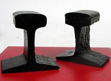 AWESOME ANTIQUE RAILROAD RAILWAY TRAIN TRACKS CUT INTO BOOKENDS  picture