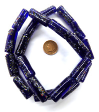 20   Midnight Cobalt Tube Crumb End of Day African Trade Beads Bin B7 picture