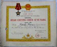 Vietnam HO CHI MINH Signature on Certificate + SOLDIER OF GLORY Order 3rd Class picture