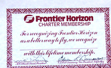 FRONTIER HORIZON AIRLINES CHARTER MEMBERSHIP CERTIFICATE picture