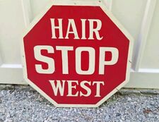 VINTAGE WOODEN HAIR STOP WEST HAIRDRESSER SIGN 30
