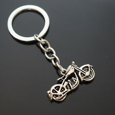 Motorcycle Key Chain Silver Pendant Charm Classic Antique Vintage Look Keychain picture