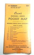NOS Sealed Vintage 1950's Cram's Modern Series Pocket Map Turkey No 375 picture