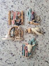 Vintage Ranch Burwood Wall Hanging 3344 Cowboy Western USA Homco Lot Of 5 Boots picture