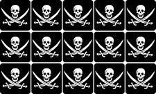[15x] 1in x 1in Jolly Roger Pirate Flag Stickers Car Truck Vehicle Bumper Decal picture