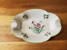 Small Ashtray Trinket Made in Japan Green Edging Pink Flowers  2.5