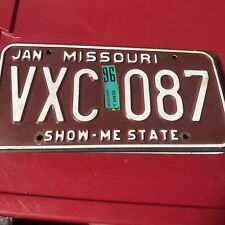 EXPIRED MISSOURI LICENSE PLATE with 1996 STICKER SHOW-ME-STATE picture