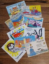 Lot of 9 vintage cartoon postcards. 1930s-60s posted and unposted picture