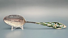 BETTENDORF STEEL CAR WORKS (RAILROAD CARS) FLORAL ENAMELED SILVER SPOON B302 picture