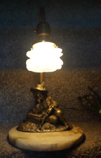 Antique 1930s Figural Table Lamp & UNUSUAL Frosted Shade - REWIRED - Marble Base picture