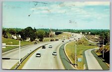 Connecticut Turnpike Scenic State Roadway Aerial View Chrome Cancel WOB Postcard picture