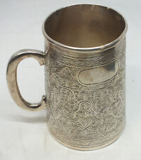 Egyptian Stein Mug Vintage .900 Silver Engraved Cup - C500 picture