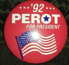  Presidential Candidate Ross Perot Hard To Find1992 Pinback Button Red Full Flag picture