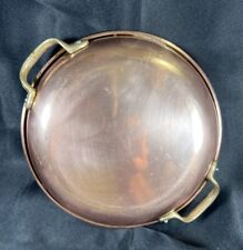 Vintage Copper Au Gratin Pan, tin lined, with brass handles 7.75