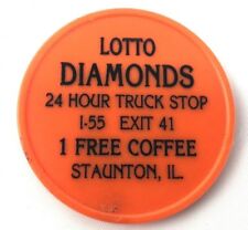 Vintage Diamonds Truck Stop Staunton  IL Illinois Free coffee token I-55 Exit 41 picture