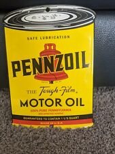 VINTAGE PENNZOIL MOTOR OIL CAN PORCELAIN METAL GAS STATION SIGN 8