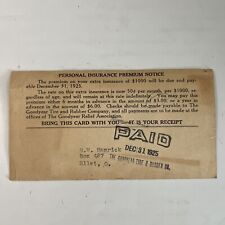 1925 The Goodyear Tire & Rubber Co. Employee Personal Insurance Premium Notice picture