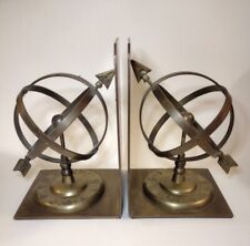 Vintage Solid Brass Armillary Sphere Bookends 7