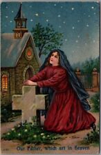 c1910s LORD'S PRAYER Embossed Postcard Angel 