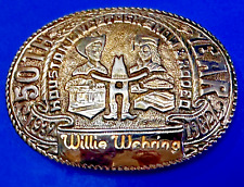 Houston Rodeo & Livestock Show Texas 50Th Year Engraved Belt Buckle By Crumrine picture