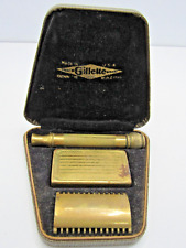 Vintage Gillette Gold Pocket Edition Set  Safety Razor With Original Case #LE picture