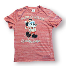 Disney Mickey Mouse Merry Christmas Walt's Holiday Lodge Red T Shirt Adult Sz M picture