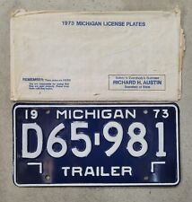 1973 MICHIGAN Trailer Vintage License Plate D65-981 🔥  🔥 picture