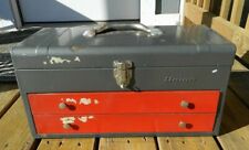 Vintage Union Steel Tool Box Model MT-18 Grey with 2 Red Drawers picture