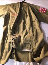 Vintage Official BSA Boy Scout colarless uniform short slv  metal btns mens lrg picture