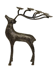 Bronze Color Metal Candle Holder 18” Candelabra Reindeer picture