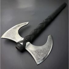 Viking Odin's Double Head Viking Axe-Hand Forged Carbon Steel Twin-Blade battle picture
