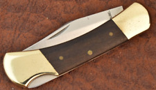 VINTAGE KLEIN TOOLS INC JAPAN WOOD 7 BRASS LOCKBACK KNIFE 44035 NICE (15808) picture