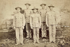 RARE PHILIPPINE-AMERICAN WAR U.S. MARINE CORPS SQUAD POSE in RUBBLE 1899 PHOTO picture