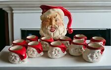 Christmas Santa Claus 1950s Royal Copley Ceramic Pitcher & Mug Set Very Rare  picture
