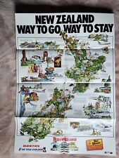 Vtg Qantas/ Air New Zealand Travel Poster Caricature Map picture