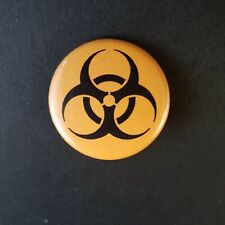 2 pc. Biohazard Warning Sign Pin Back Button / Biological Hazard Symbol Badge picture
