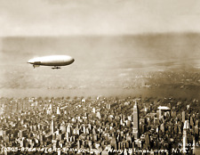 1931 Navy Blimp Over New York City NY Old Vintage Photo 8.5