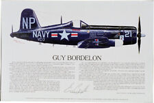Aviation Art, P-51 Mustang AND F4U Corsair Posters signed by the Aces E Boyette picture