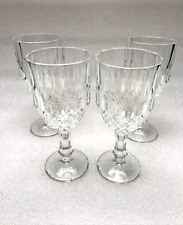 Vintage 4 Clear Cut Crystal Glass Wine Glasses X 4 15cms picture