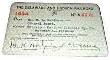 1934 DELAWARE & HUDSON D&H EMPLOYEE PASS #6503 C&EI picture
