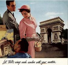 1950s TWA TRANS WORLD AIRLINES FRANCE THE CHAMPS-ELYSEES MAGAZINE AD 27-43 picture