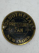 Antique De Bothezat Pressure Fan Metal Nameplate Tag Identification New York picture
