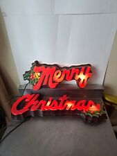 VINTAGE MERRY CHRISTMAS Illuminated Window Signs  Mantle Wall Display RARE picture