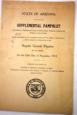 Scarce State of Arizona Supplemental Pamphlet for Election on Nov 12,1912 1st el picture