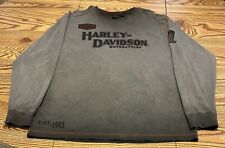 Harley Davidson Mens XL T Shirt Long Sleeve “Syn3” Gray Orange Stitch  picture
