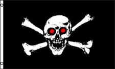 Skull and Crossbones Red Eyes Flag 3x5 ft Jolly Roger Bones Pirate Ship Black picture