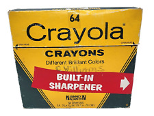 VINTAGE CRAYOLA CRAYONS BOX OF 64 NEW BOX UNUSED BUILT IN SHARPENER 1978 picture